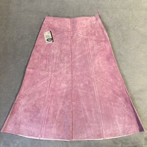 Boho Chic Suede Skirt Skotts Pink Size 8 Washable Midi NWT Western Cowgirl 90s